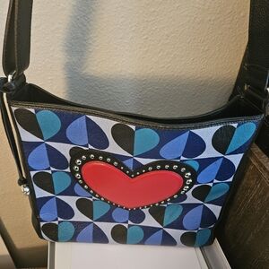 Brighton Blue and Black Heart Shoulder Bag